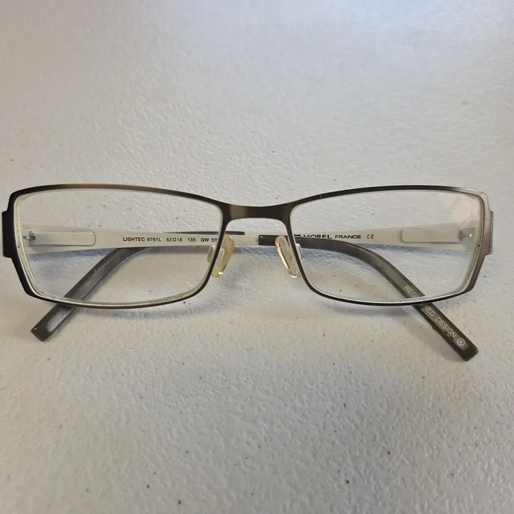 Morel France Eyeglass Frame LIGHTEC 6761L 53-16-135 GW 508 Dark Grey White